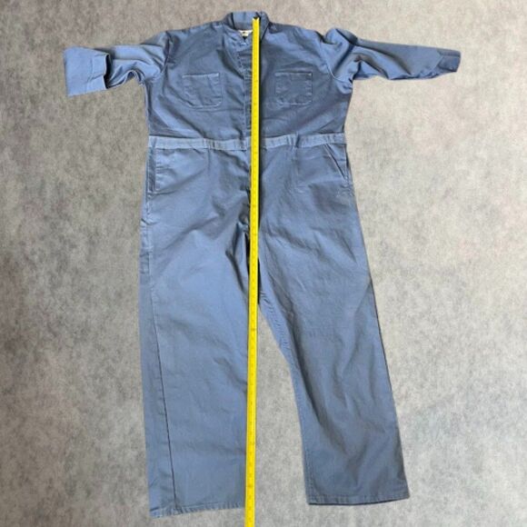 Red Kap Snap Front Cotton Work Coverall Mens Size 56 R Blue Long Sleeve Uniform - Picture 13 of 14